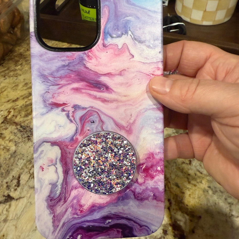 Casely Marble Phone Case with Glitter Popsocket-iPhone 12 ProMax